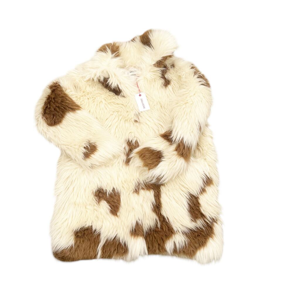 Zadig & Voltaire Women's Faux Fur Coat Long Sleeve White/Brown Size XSmall NWT - Picture 6 of 13
